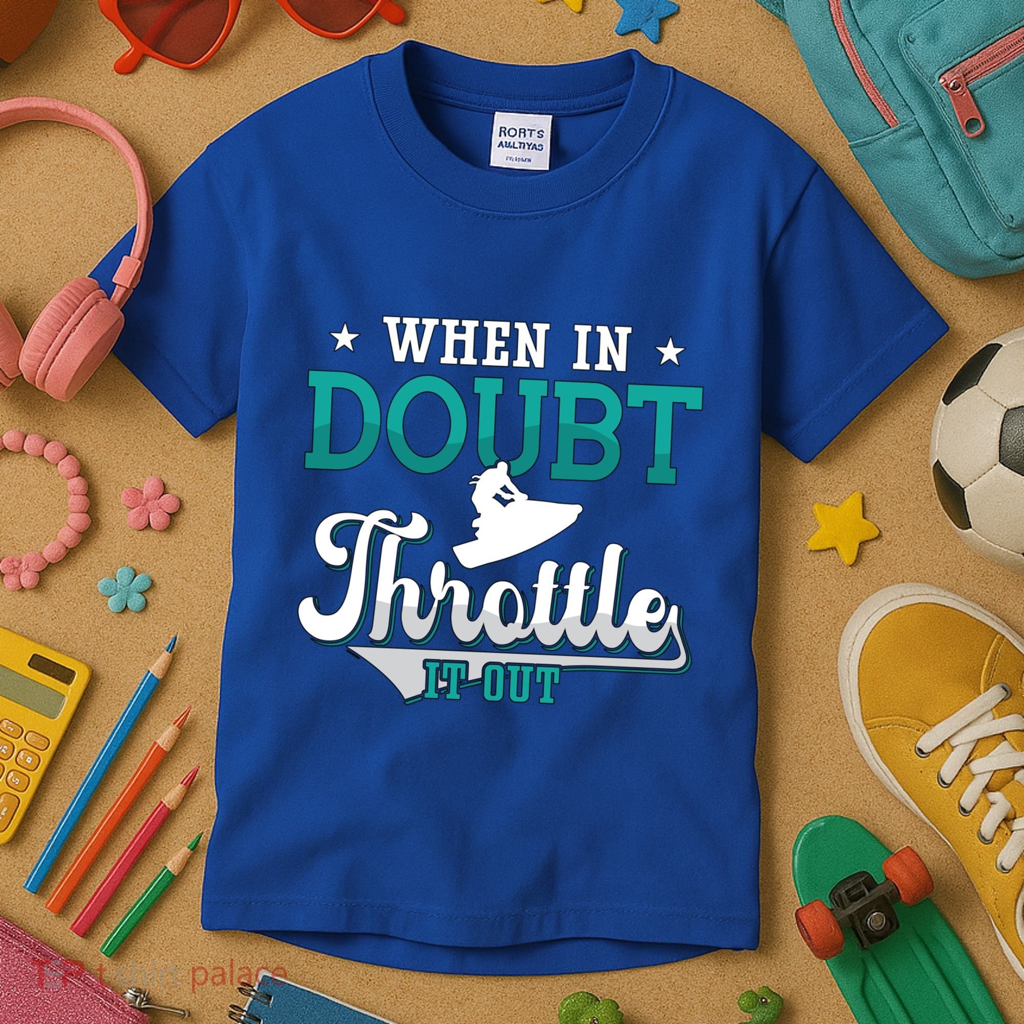 When In Doubt Throttle It Out Jet Ski Ride Jet Skiing Jetski Gift Kids T-Shirt