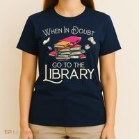 When In Doubt Go To The Library Readers Gift T-Shirt thumb 4