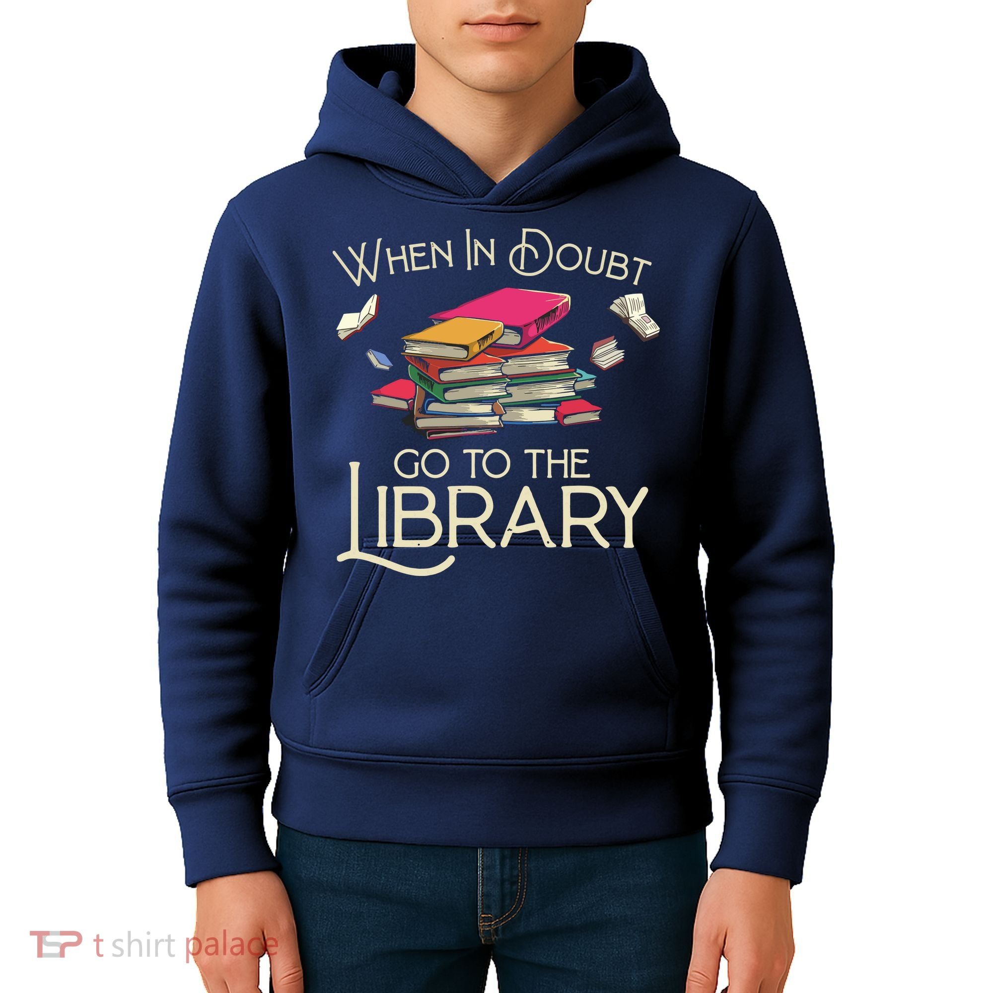 When In Doubt Go To The Library Readers Gift Kids Hoodie