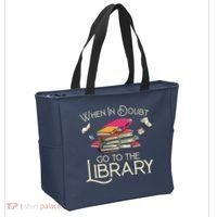 When In Doubt Go To The Library Readers Gift Tote Bag thumb 2