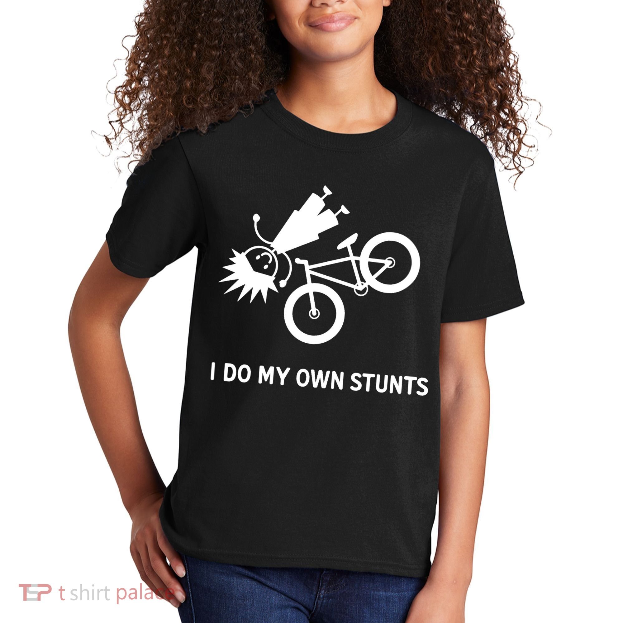 Wo I Do My Own Stunts Bicycle Kids T-Shirt