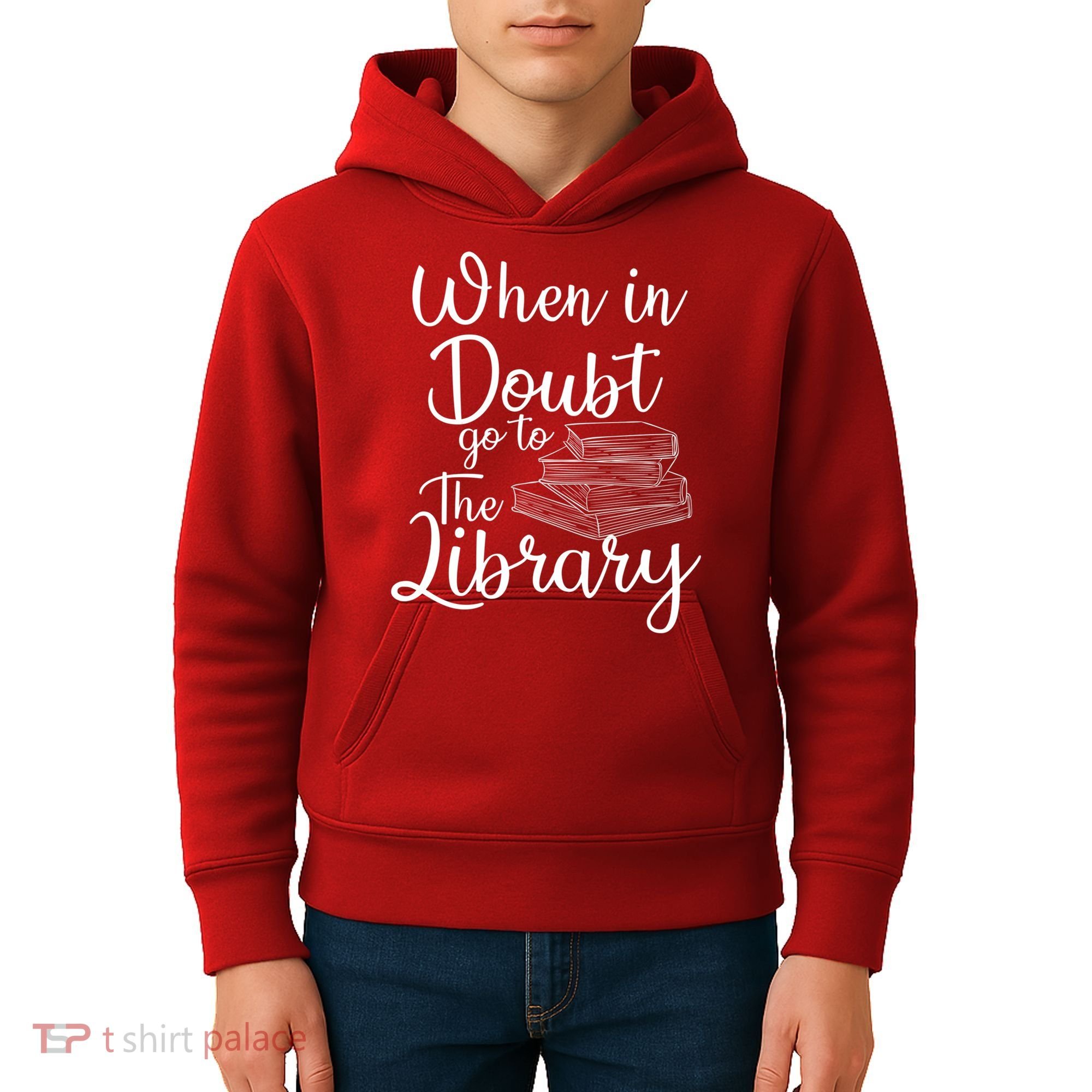 When In Doubt Go To The Library For Readers , Bookworm Kids Hoodie