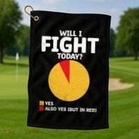 Will I Fight Today Taekwondo Player Martial Arts Tkd Gift Golf Towel thumb 1