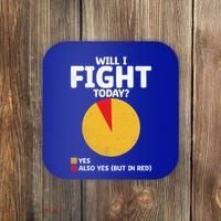 Will I Fight Today Taekwondo Player Martial Arts Tkd Gift Coaster thumb 0