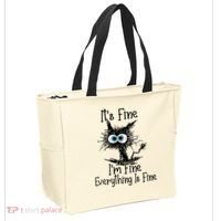 Wo It's Fine I'm Fine Everything Is Fine Funny Cat Gift Tote Bag thumb 2