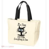 Wo It's Fine I'm Fine Everything Is Fine Funny Cat Gift Tote Bag thumb 3