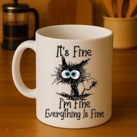 Wo It's Fine I'm Fine Everything Is Fine Funny Cat Gift Coffee Mug thumb 4