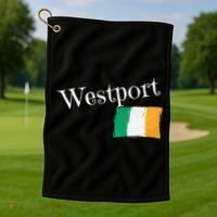 Westport Ireland Flag Irish City Saint Patrick's Day Golf Towel thumb 1
