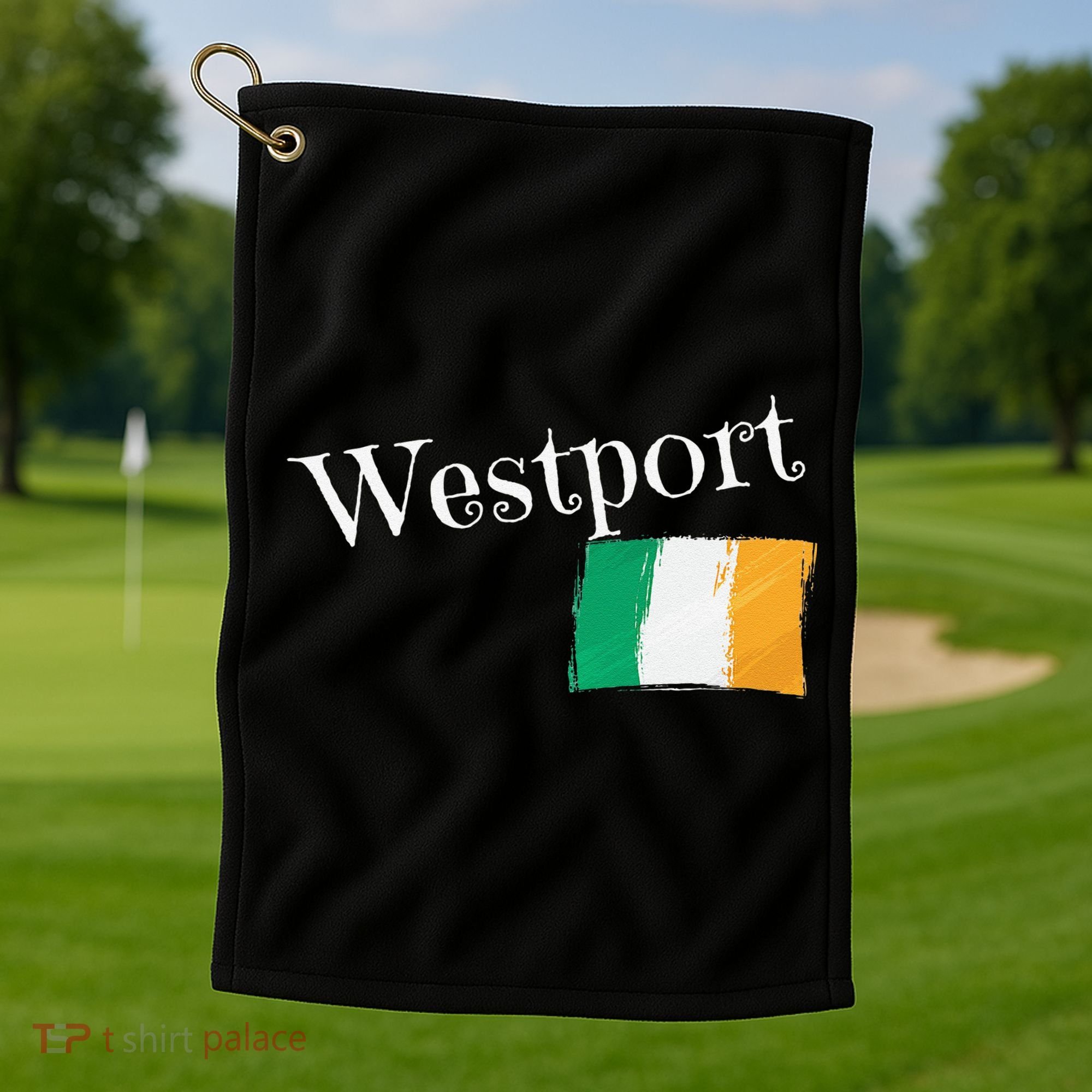 Westport Ireland Flag Irish City Saint Patrick's Day Golf Towel