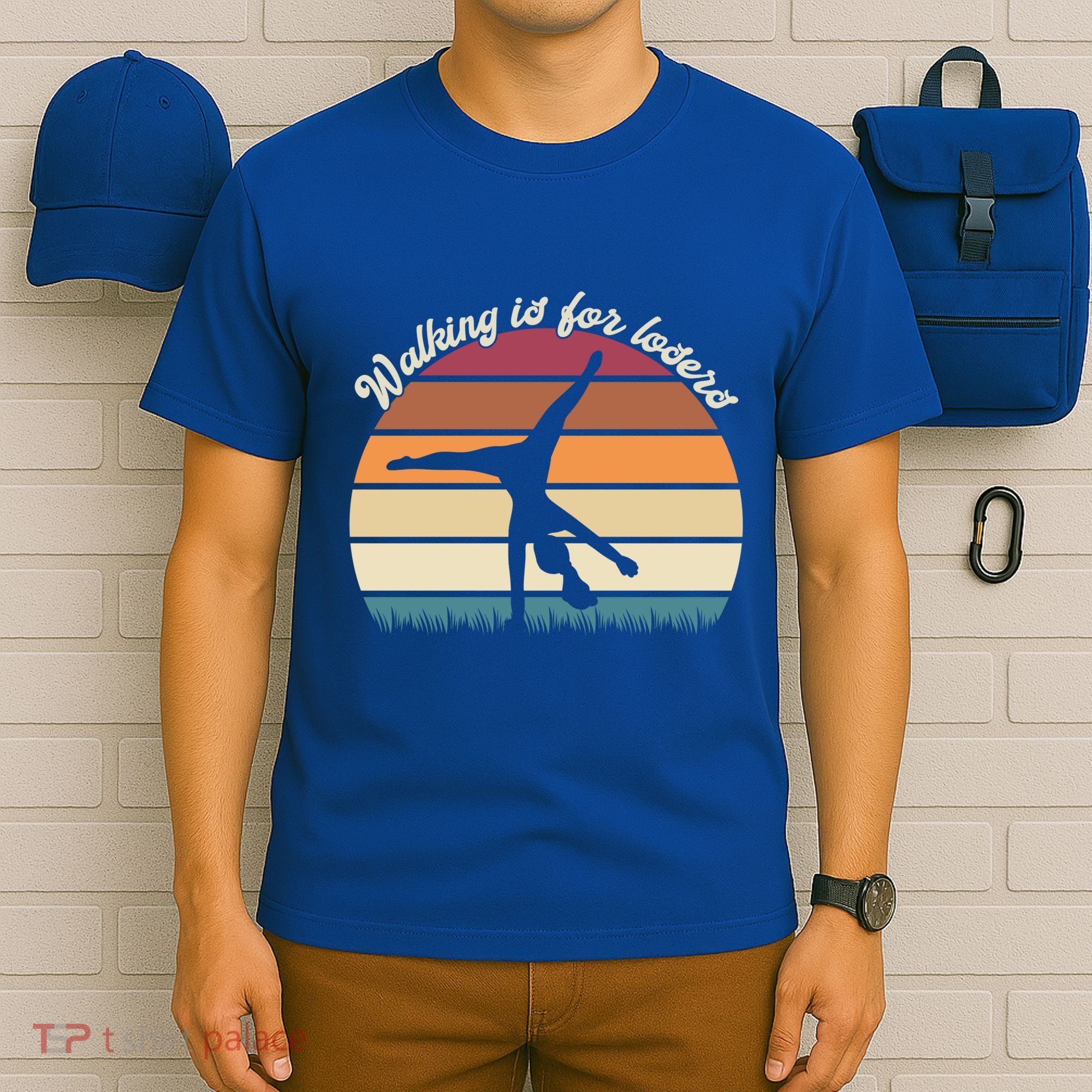 Walking Is For Losers Vintage Gymnastics Cartwheel Gift T-Shirt
