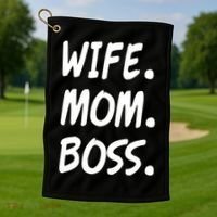 Wife Mom Boss Mommy is the Boss Golf Towel thumb 1