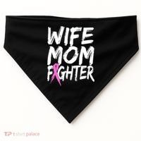 Wife Mom Fighter Breast Cancer Awareness USA-Made Doggie Bandana thumb 0