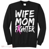 Wife Mom Fighter Breast Cancer Awareness Sweatshirt thumb 0
