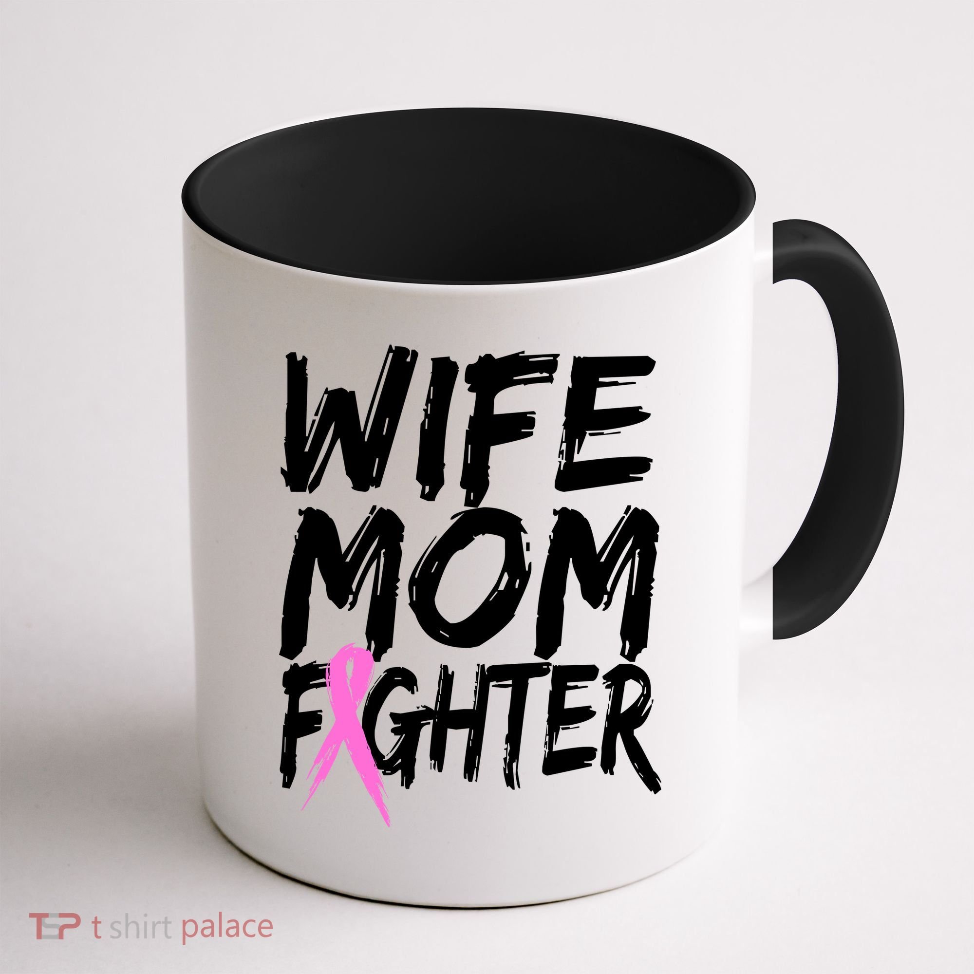 Wife Mom Fighter Breast Cancer Awareness Coffee Mug