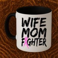 Wife Mom Fighter Breast Cancer Awareness Coffee Mug thumb 2