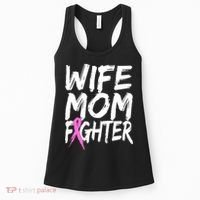 Wife Mom Fighter Breast Cancer Awareness Women's Tank Top thumb 0