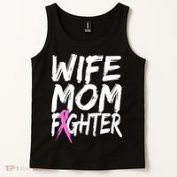 Wife Mom Fighter Breast Cancer Awareness Tank Top thumb 2