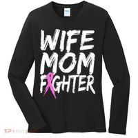 Wife Mom Fighter Breast Cancer Awareness Women's Long Sleeve Shirt thumb 0