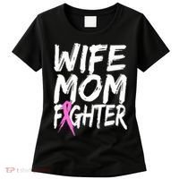 Wife Mom Fighter Breast Cancer Awareness Women's T-Shirt thumb 0