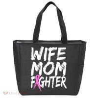 Wife Mom Fighter Breast Cancer Awareness Tote Bag thumb 0