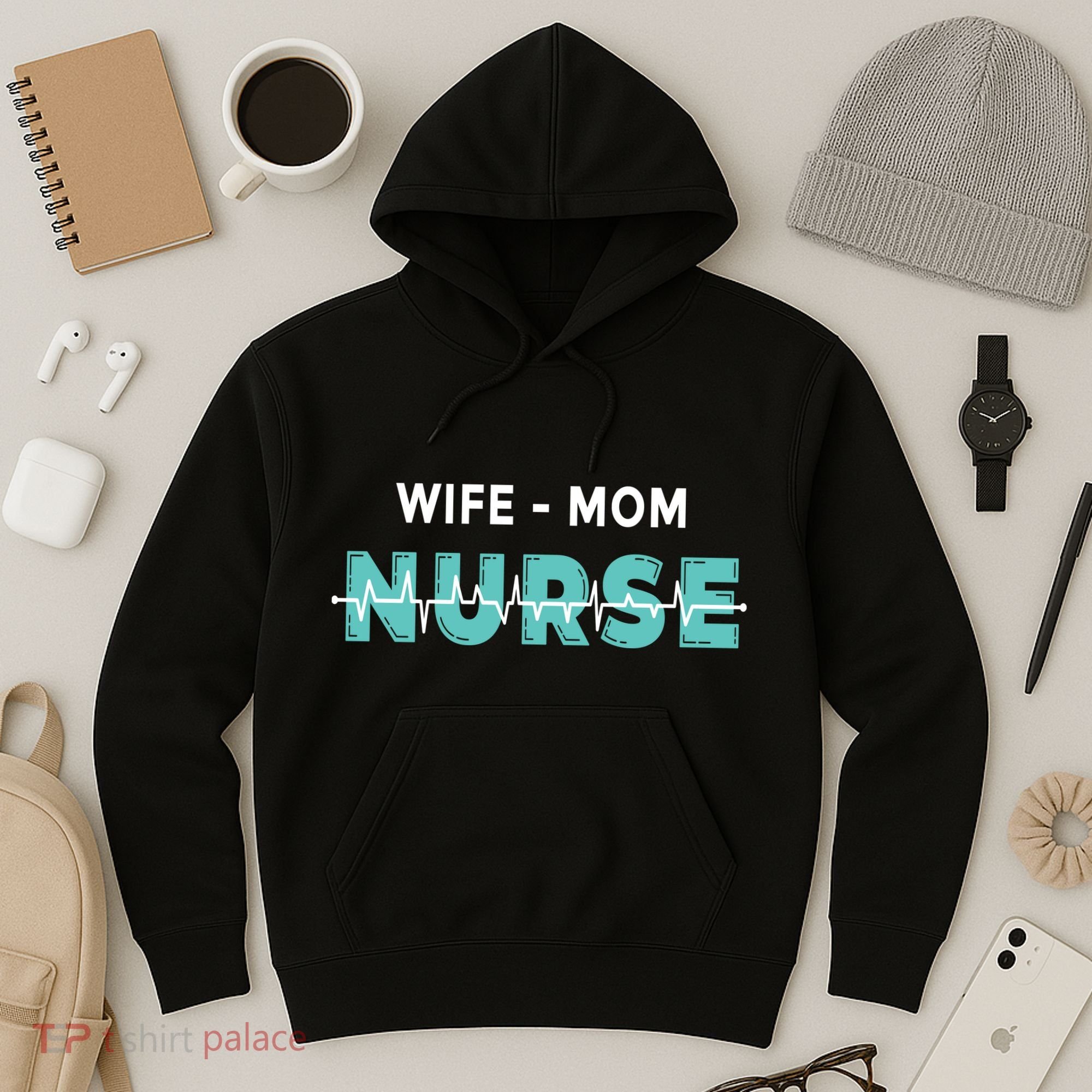 Wife Mom Nurse Pulse Hoodie