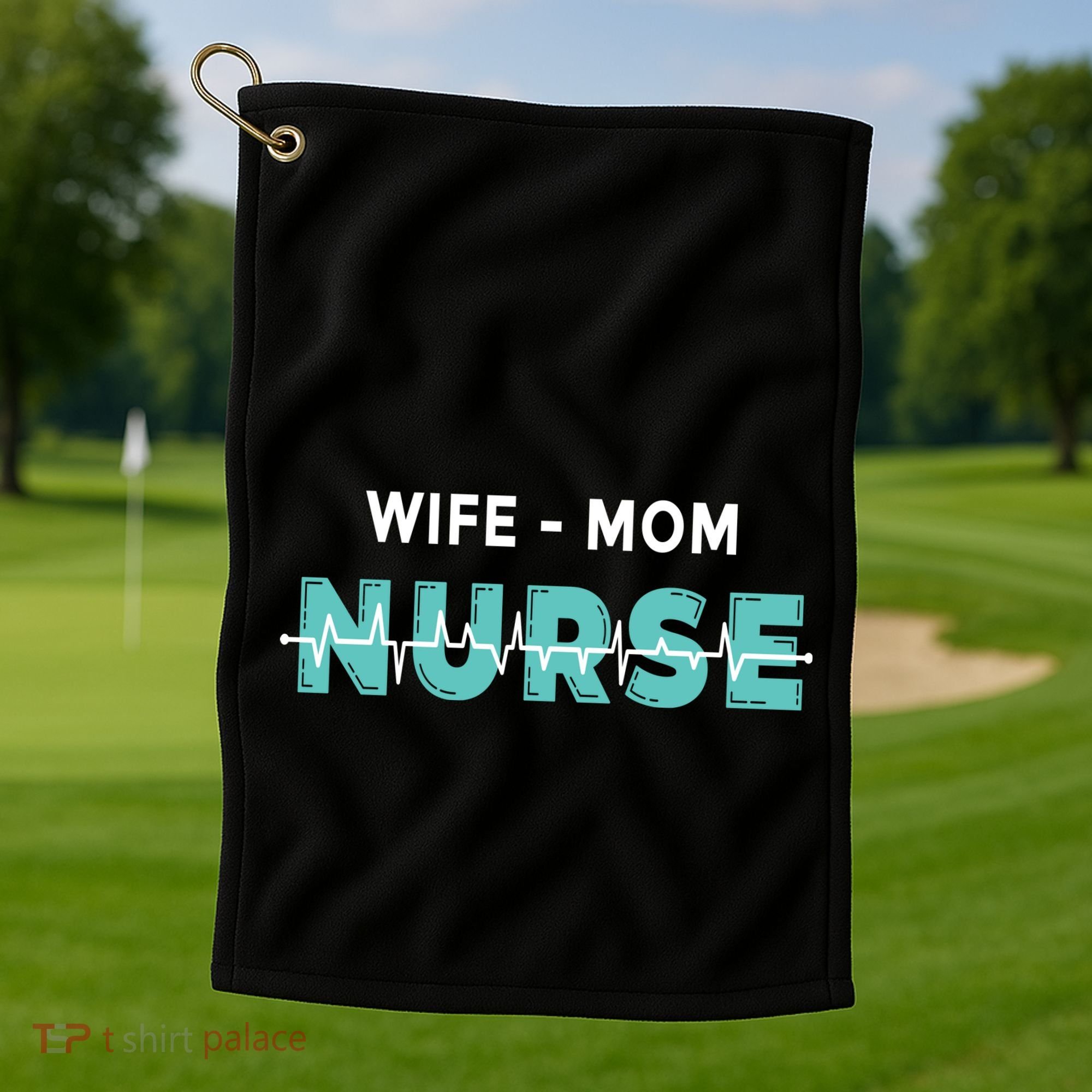 Wife Mom Nurse Pulse Golf Towel