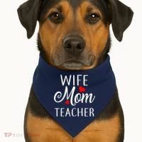 Wife Mom Teacher  USA-Made Doggie Bandana thumb 1