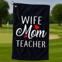 Wife Mom Teacher  Golf Towel thumb 1