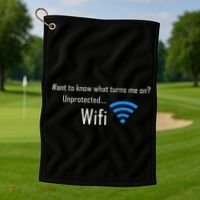 Wifi - Turns Me On Funny Golf Towel thumb 1