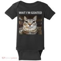 Wait IM Goated Silly Cat Meme Baby Bodysuit thumb 0