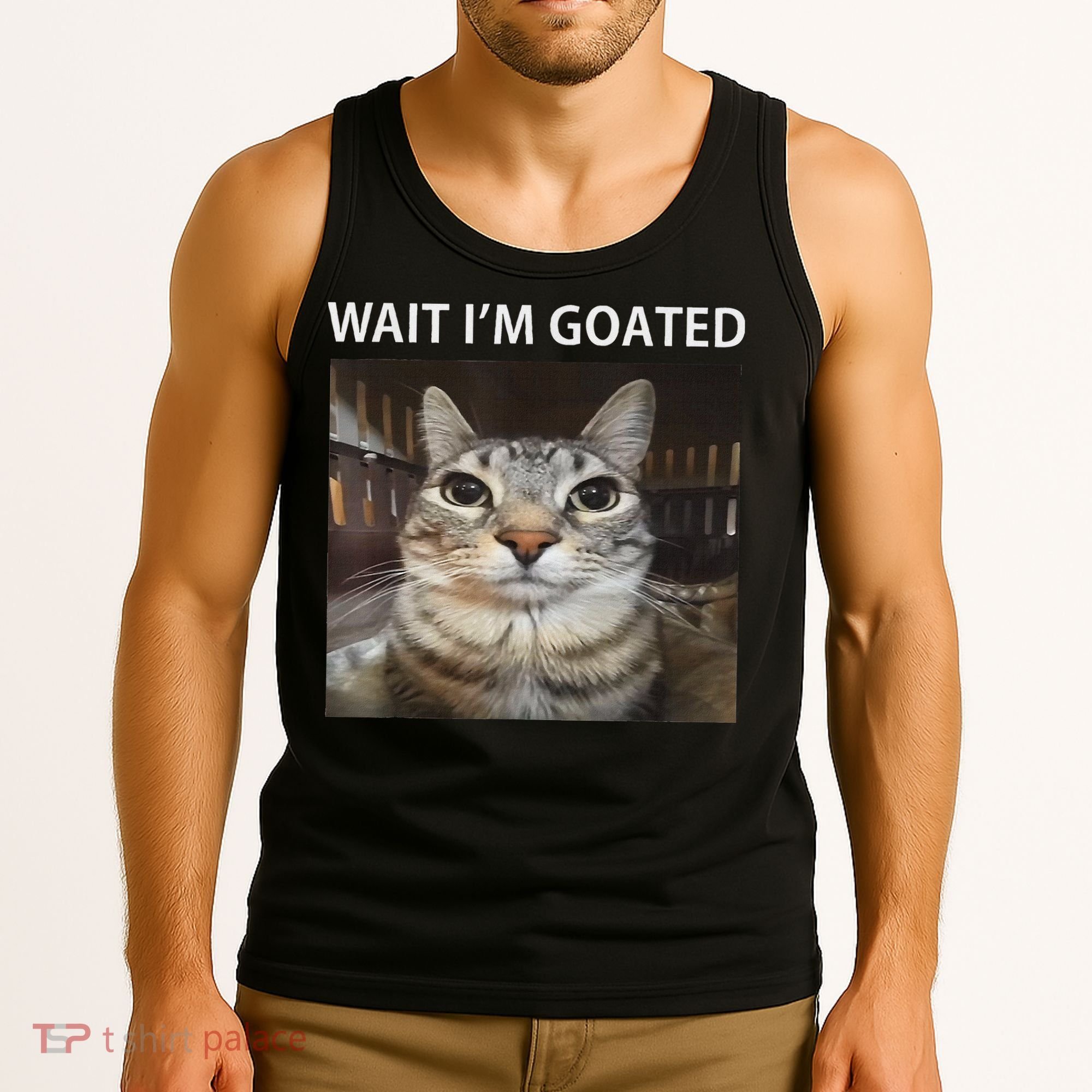Wait IM Goated Silly Cat Meme Tank Top
