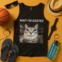 Wait IM Goated Silly Cat Meme Tank Top thumb 4