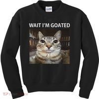 Wait IM Goated Silly Cat Meme Kids Sweatshirt thumb 0