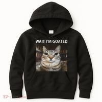 Wait IM Goated Silly Cat Meme Kids Hoodie thumb 0