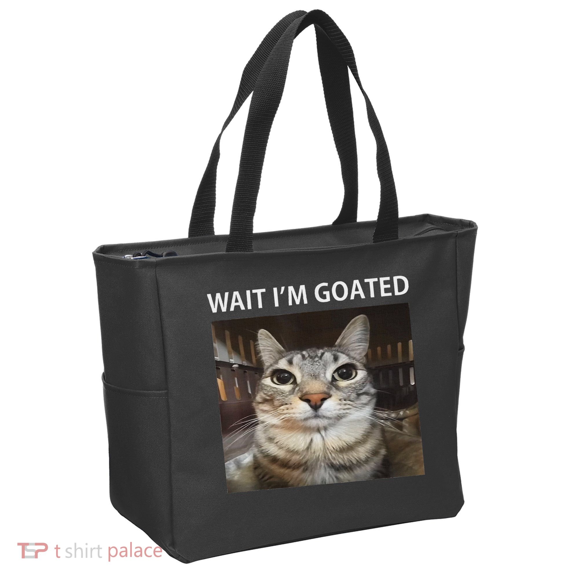 Wait IM Goated Silly Cat Meme Tote Bag