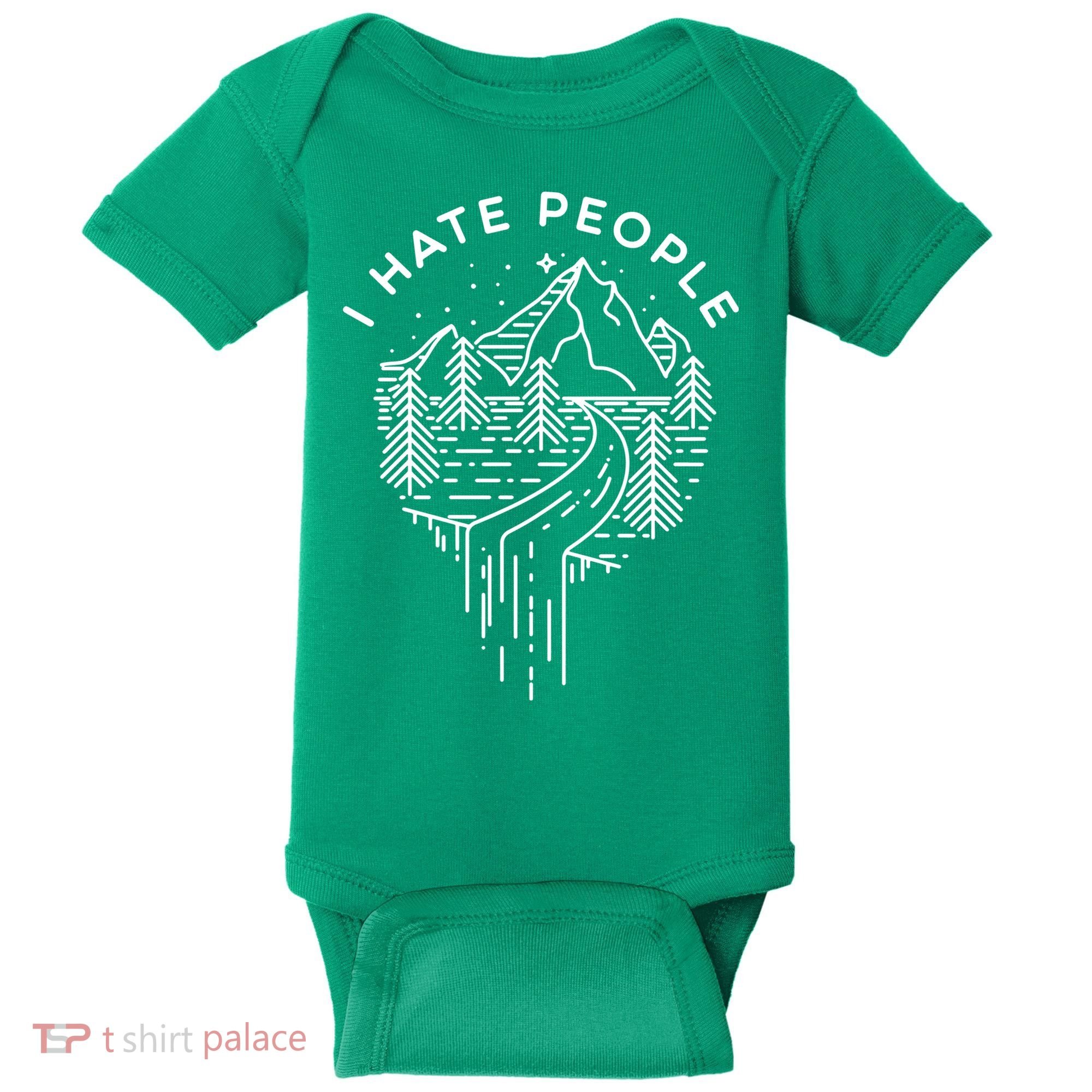 Words I Hate People Adventure Mountains Nature Baby Bodysuit