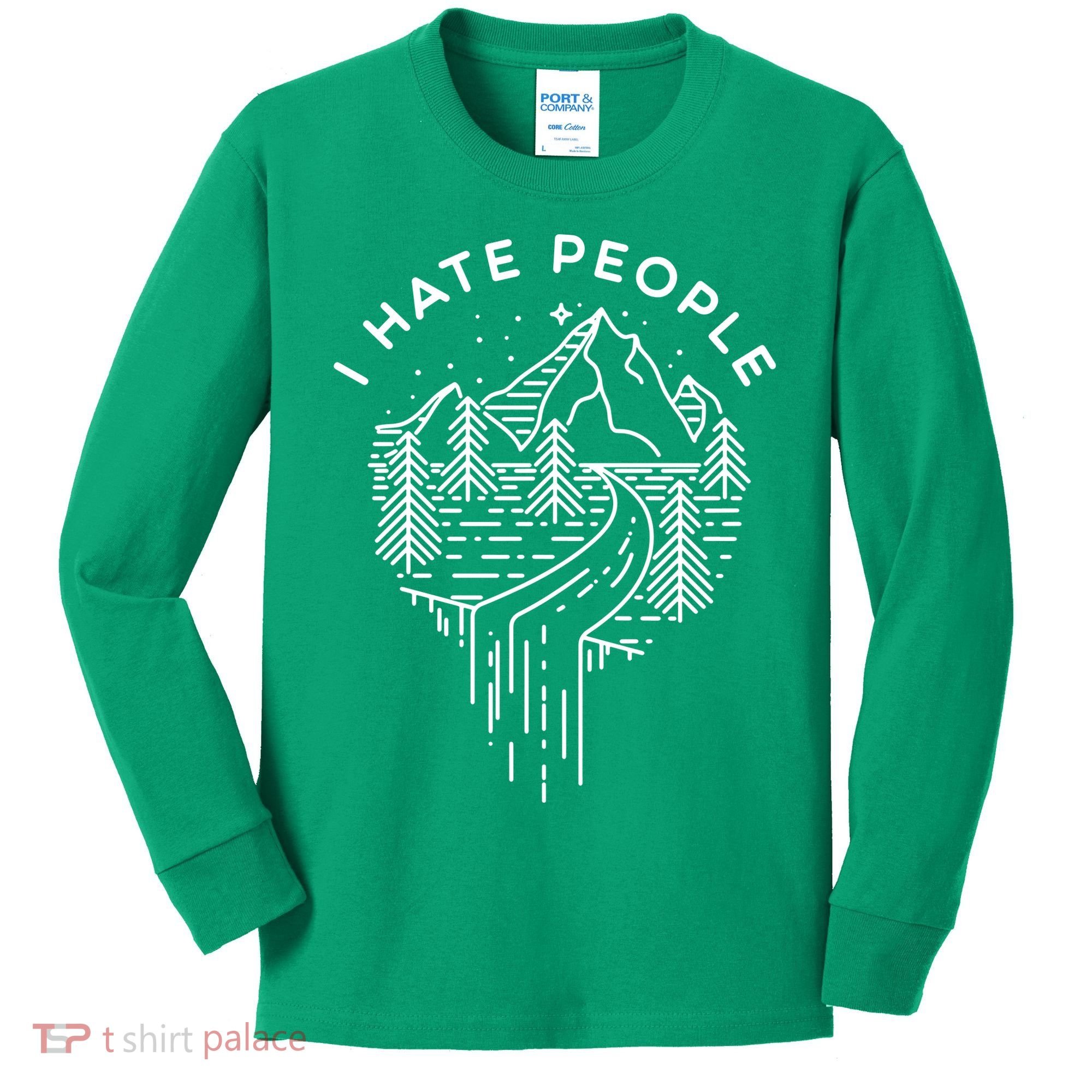 Words I Hate People Adventure Mountains Nature Kids Long Sleeve Shirt