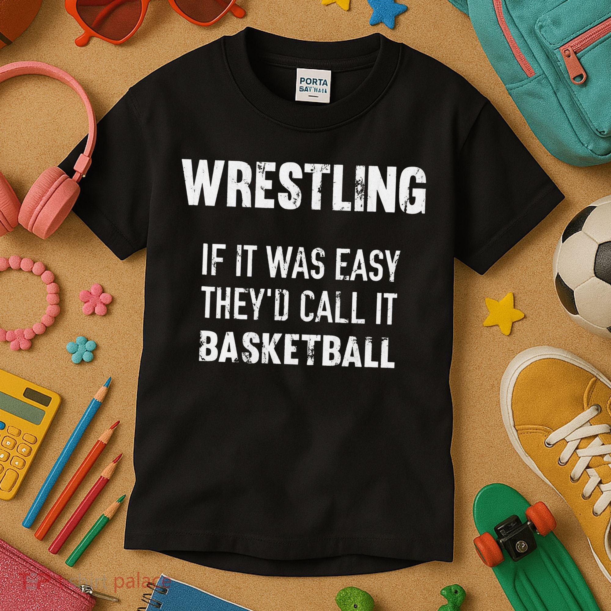 Wrestling If It Was Easy They'd Call It Basketball  Kids T-Shirt