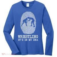 Wrestling It's In My Dna Fun For Wrestlers Grapplers Gift Women's Long Sleeve Shirt thumb 0