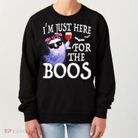 Women Im Just Here For The Boos Cute Halloween Ghost Wine Women's Sweatshirt thumb 0