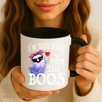 Women Im Just Here For The Boos Cute Halloween Ghost Wine Coffee Mug thumb 3