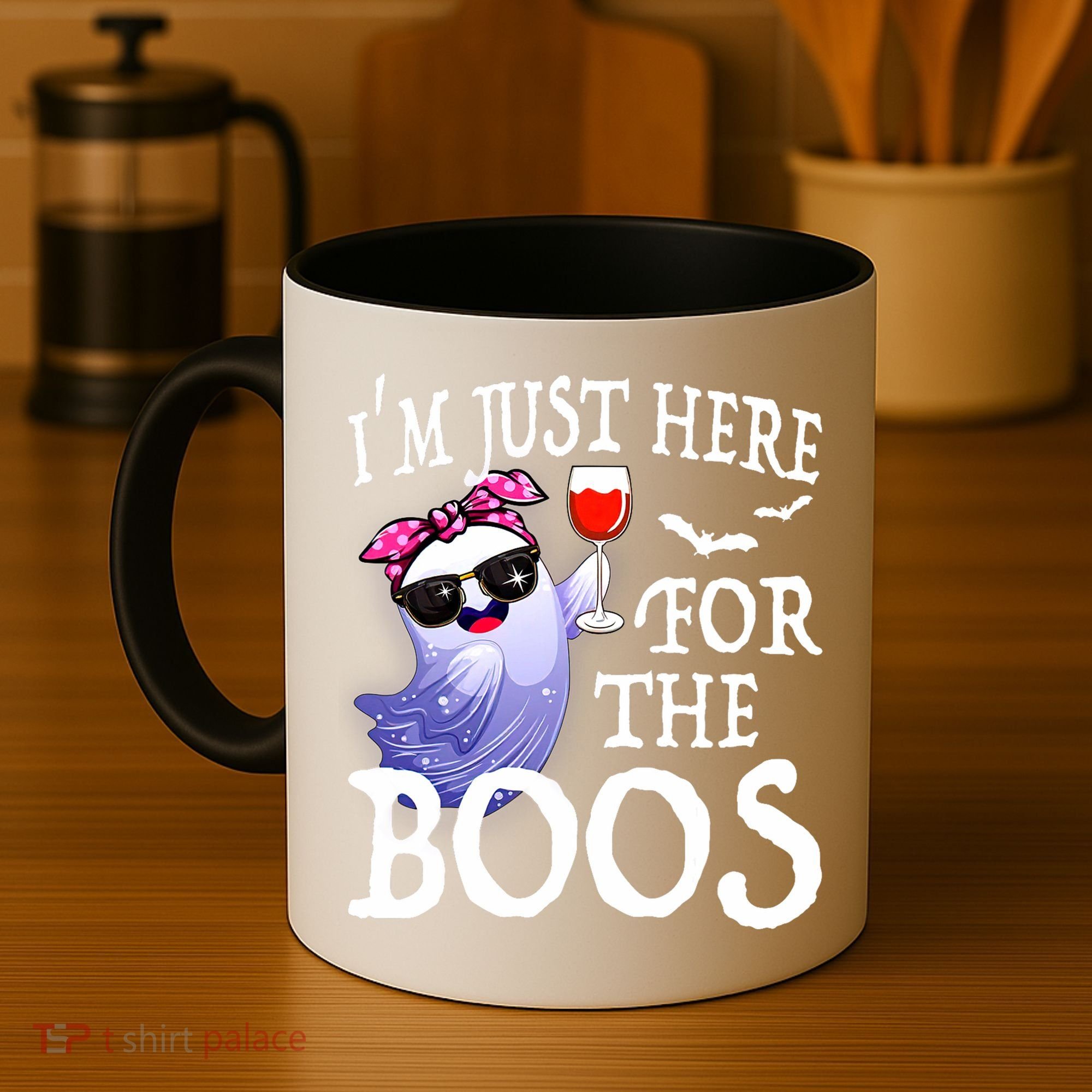 Women Im Just Here For The Boos Cute Halloween Ghost Wine Coffee Mug