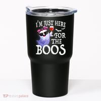 Women Im Just Here For The Boos Cute Halloween Ghost Wine Tumbler thumb 0