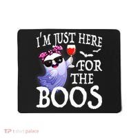 Women Im Just Here For The Boos Cute Halloween Ghost Wine Mousepad thumb 0