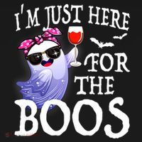 Women Im Just Here For The Boos Cute Halloween Ghost Wine Mousepad thumb 1