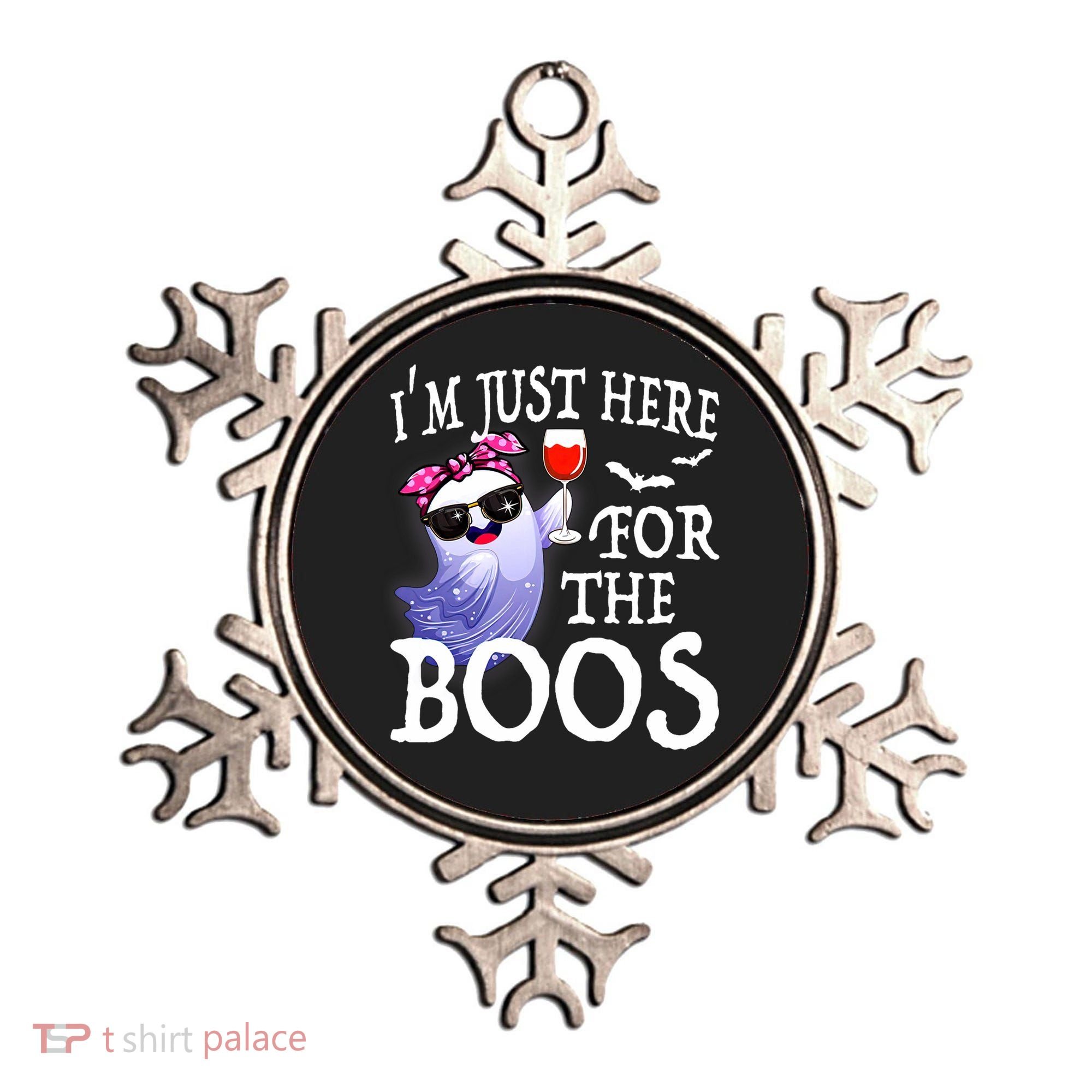 Women Im Just Here For The Boos Cute Halloween Ghost Wine Ornament