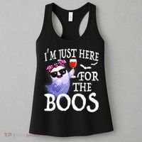 Women Im Just Here For The Boos Cute Halloween Ghost Wine Women's Tank Top thumb 3