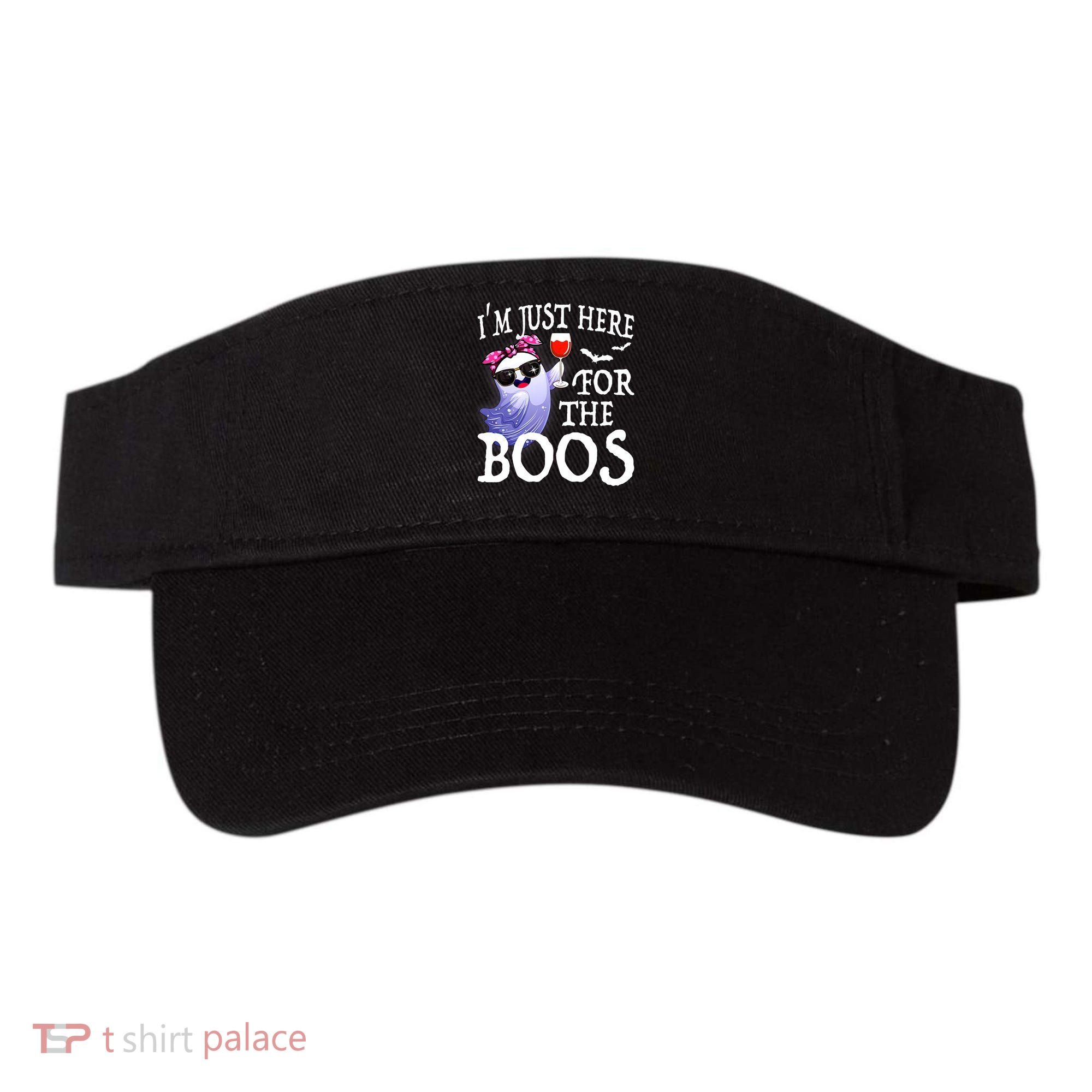 Women Im Just Here For The Boos Cute Halloween Ghost Wine Visor