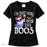 Women Im Just Here For The Boos Cute Halloween Ghost Wine Women's T-Shirt thumb 0