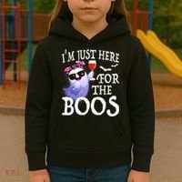 Women Im Just Here For The Boos Cute Halloween Ghost Wine Kids Hoodie thumb 3